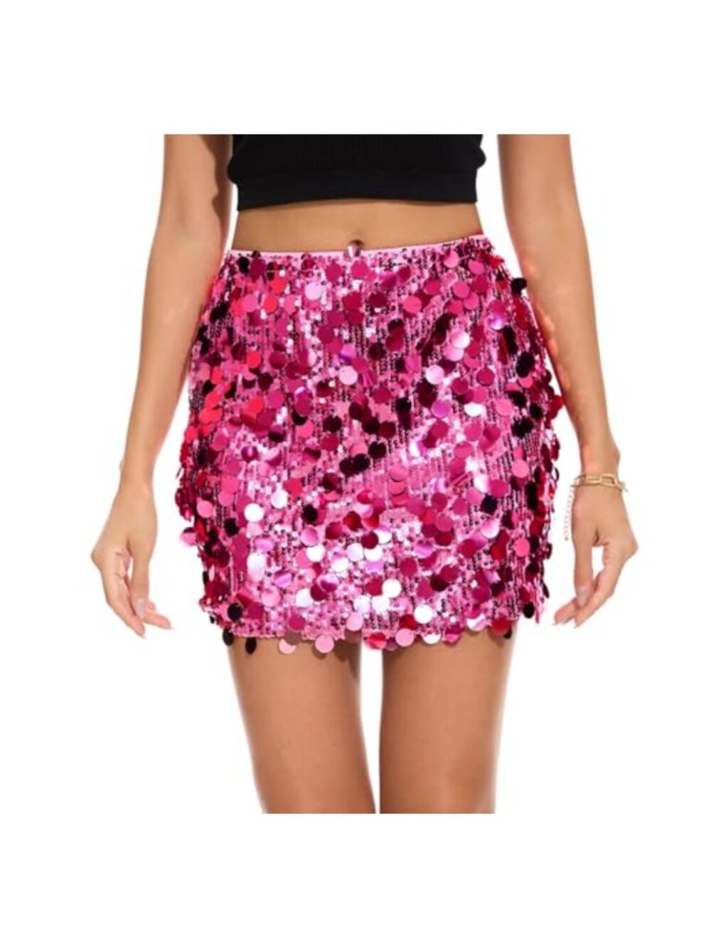 Sequin Bodycon Mini Skirt Women Stretchy Sparkly Club Party